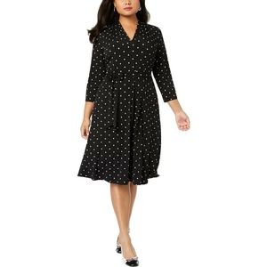 Plus Size Dot-Print Fit & Flare Dress